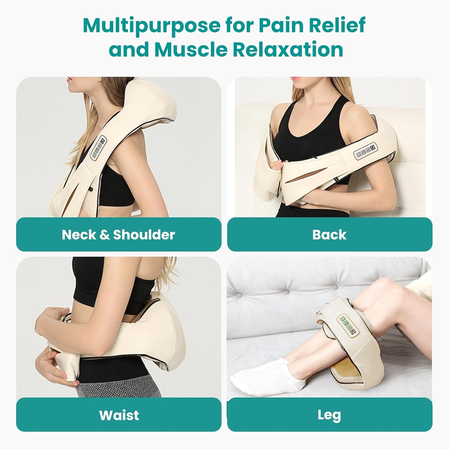 Masajeador con calor, de amasamiento profundo, Shiatsu.