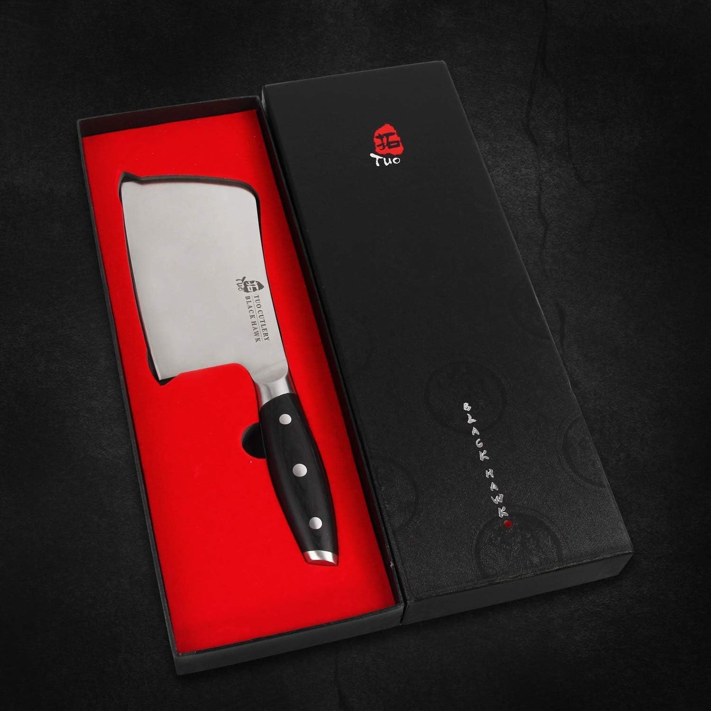 Cuchillo carnicero, acero alemán, mango de Pakka, TUO.