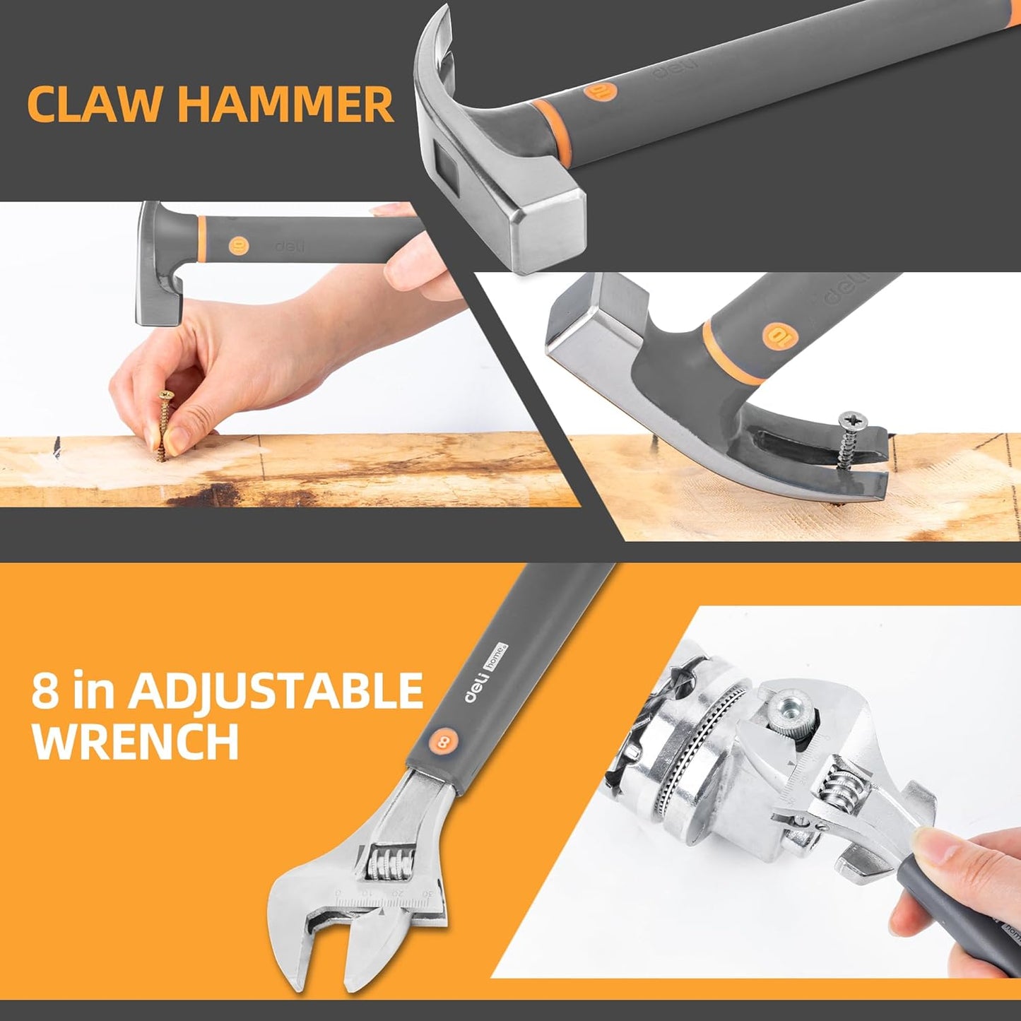 Juego de herramientas de mano, cajas apilables, compacta, Deli.