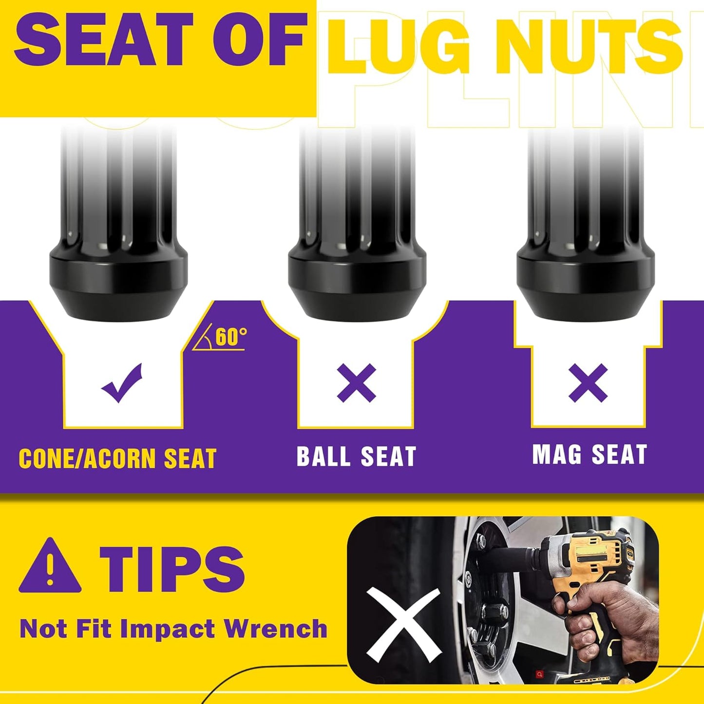 Juego de 24 tuercas de llanta, M14x1.5 con llave, metal sólido.