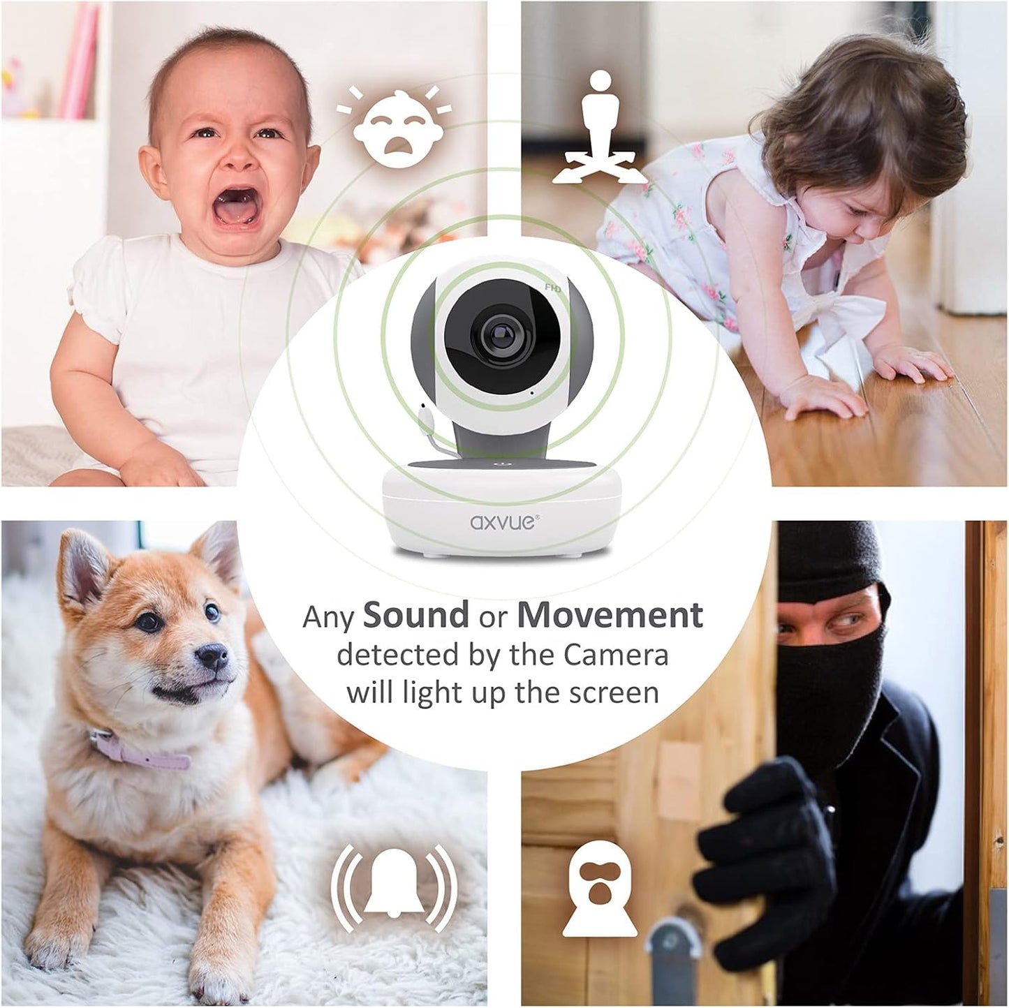 Monitor de video para bebé, Full HD de 1080P,  monitor IPS de 5.5".