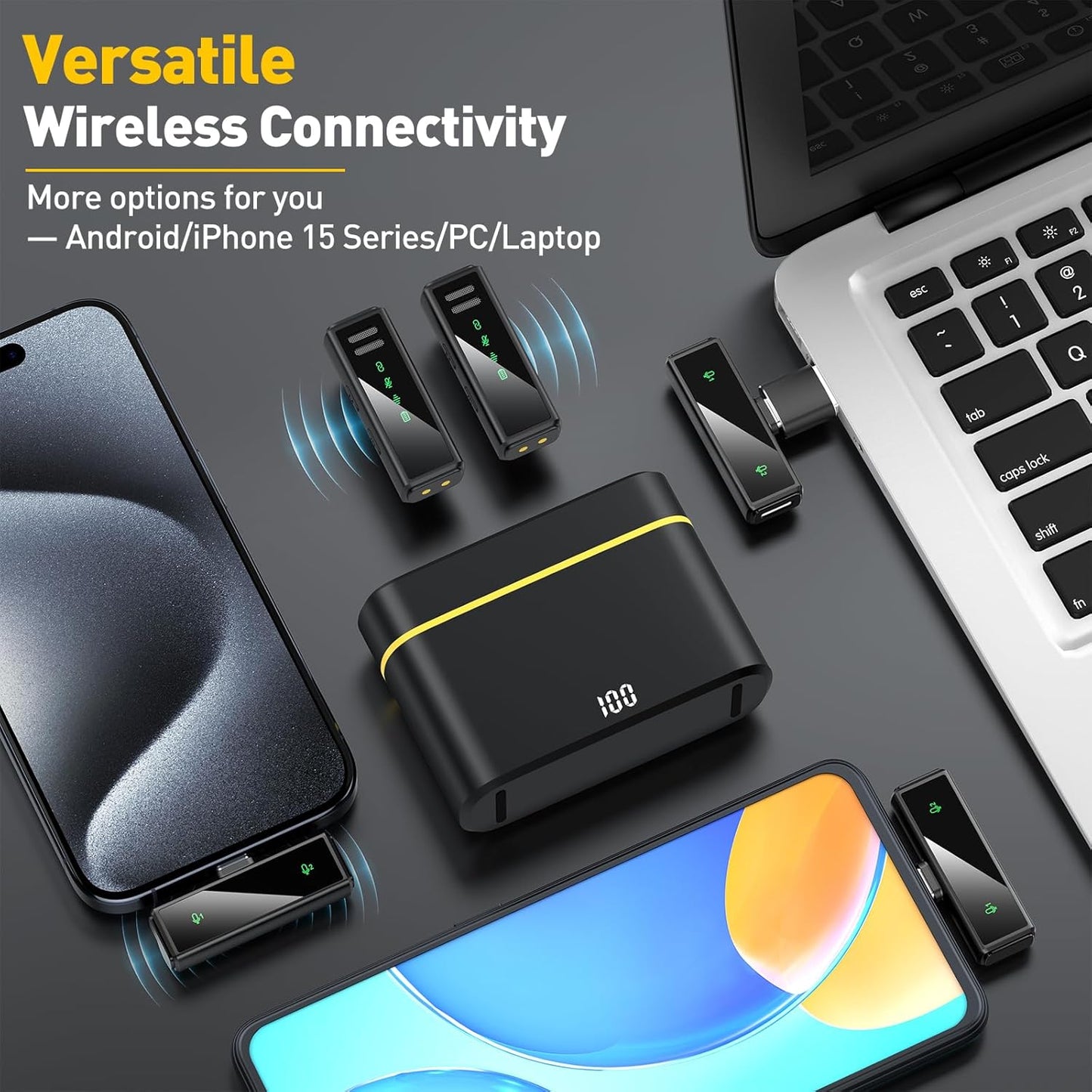 Micrófono Lavalier inalámbrico , mini micrófono USB C con cancelación de ruido