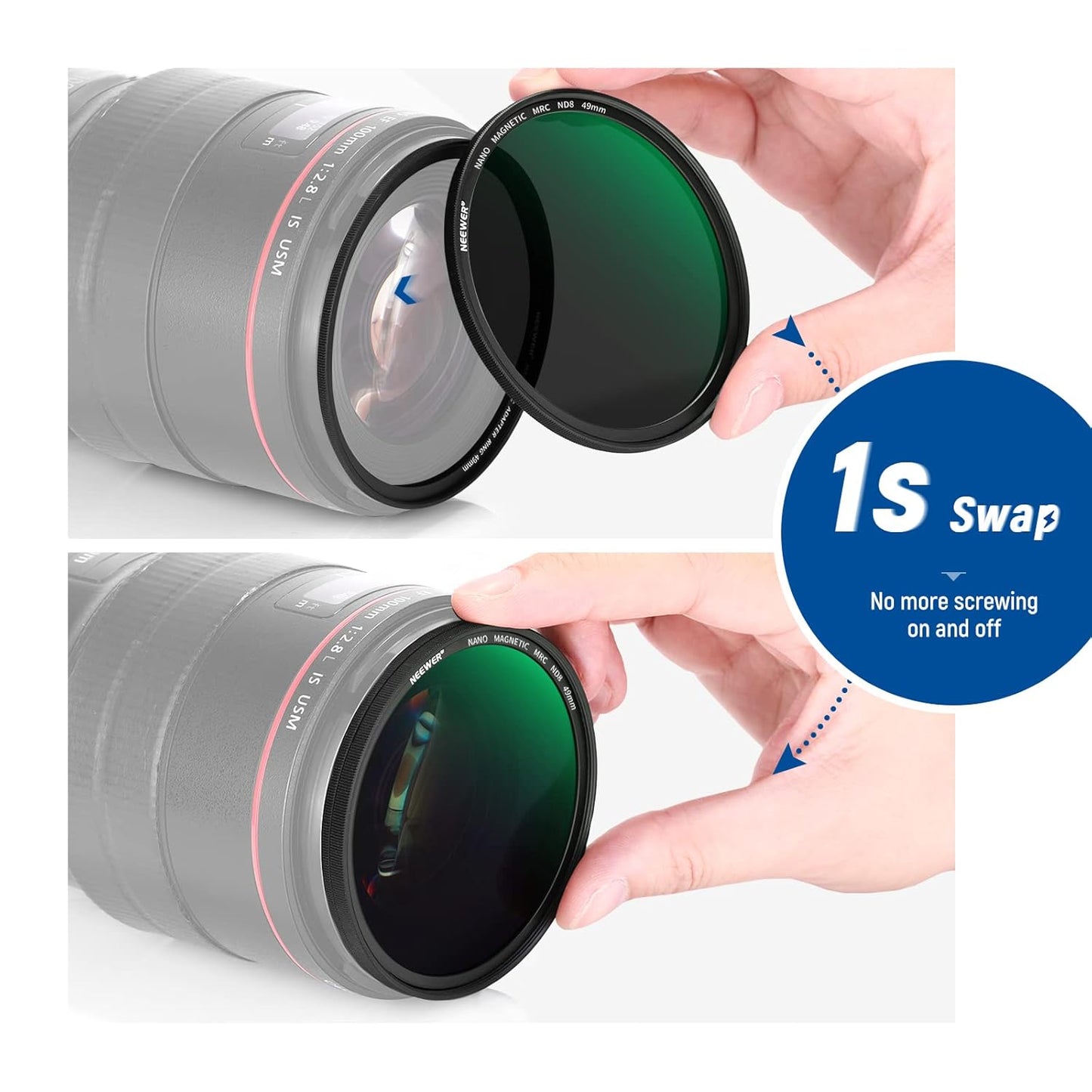 NEEWER Juego de filtros magnéticos ND 5 en 1, 49 mm