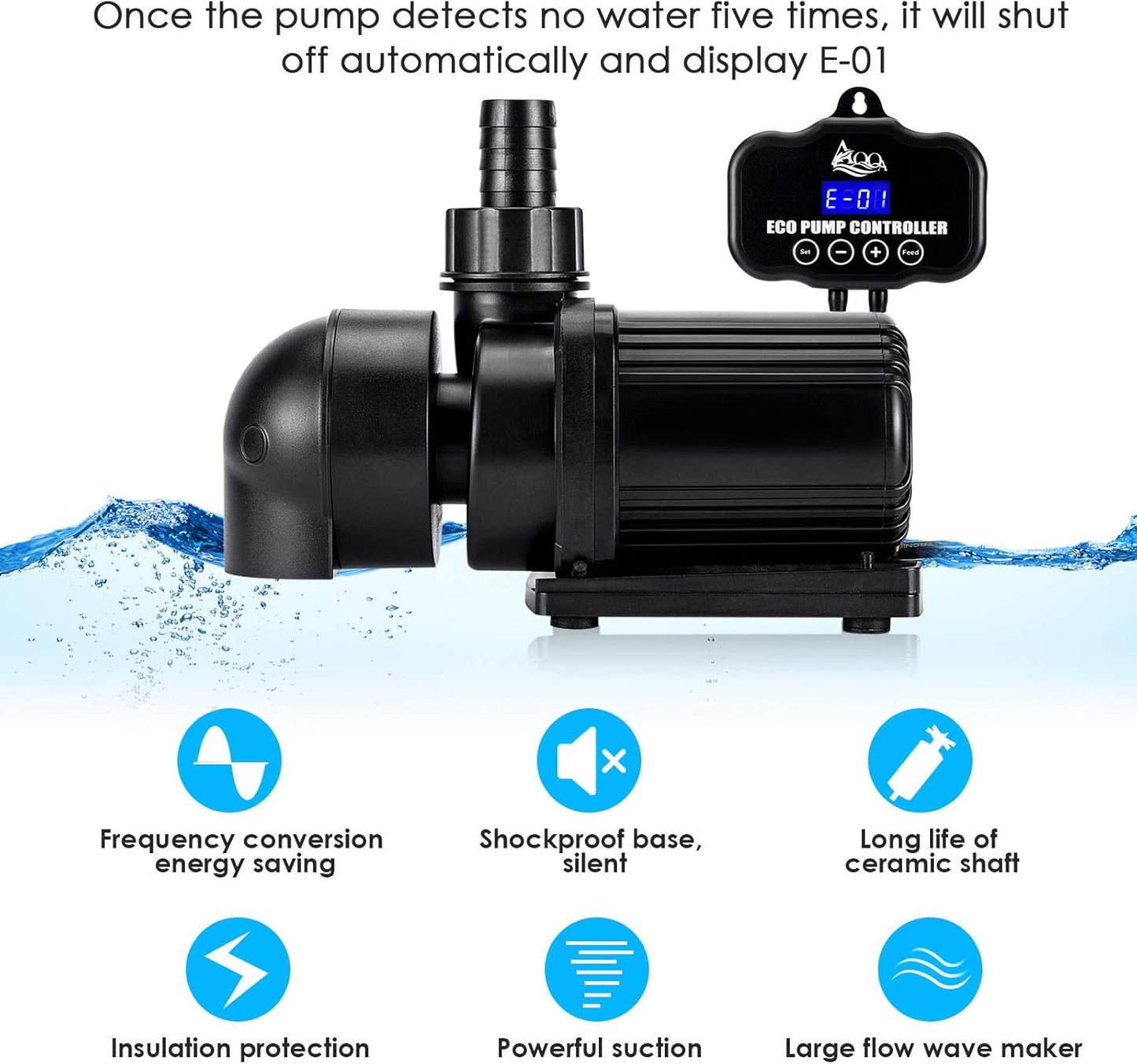 Bomba de agua controlable para acuario, AQQA, ajustable sumergible.