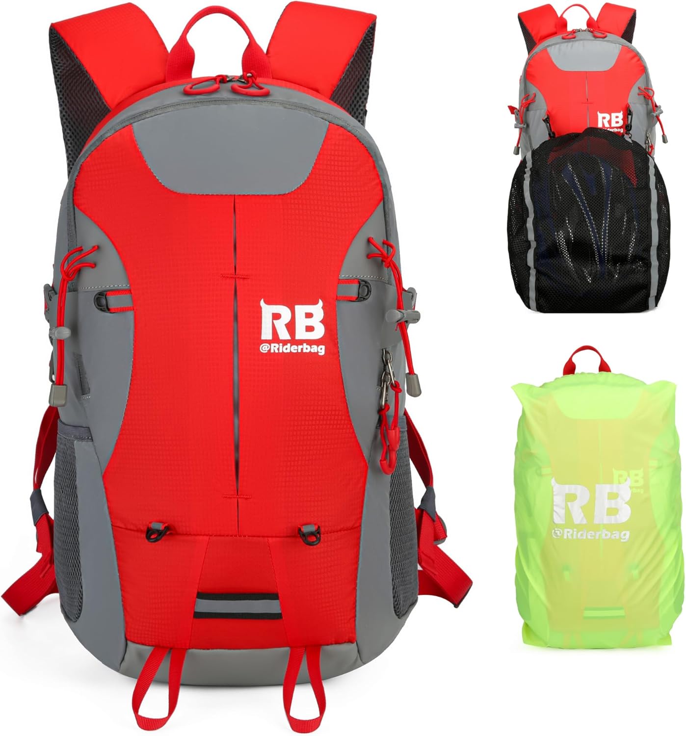 Mochila reflectante RIDERBAG.Alta visibilidad, viajeros, motocicleta, color roja.