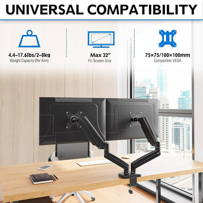 Mountup Soporte de monitor dual ajustable con resorte de gas. USADO