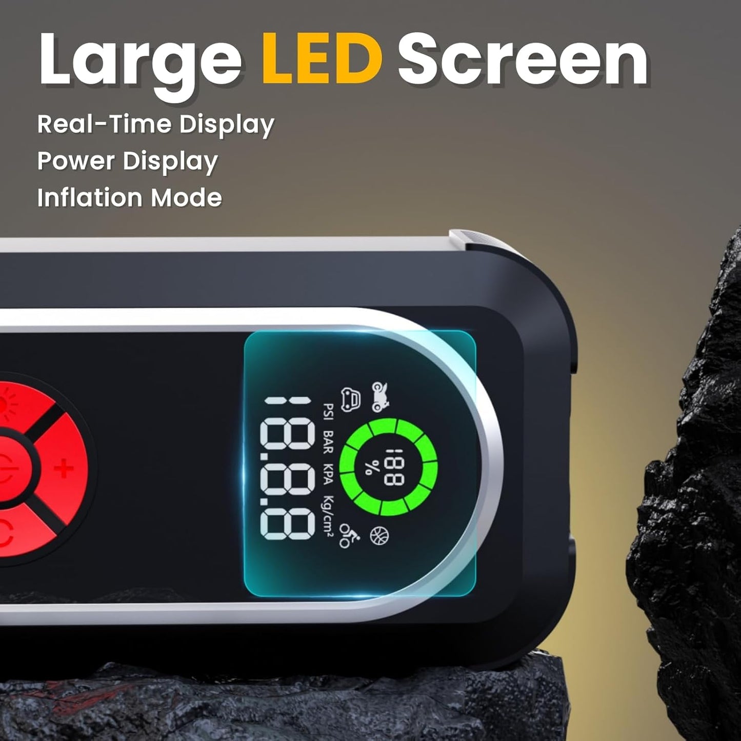 Arrancador portátil para coche con compresor de aire, Kefkafl.