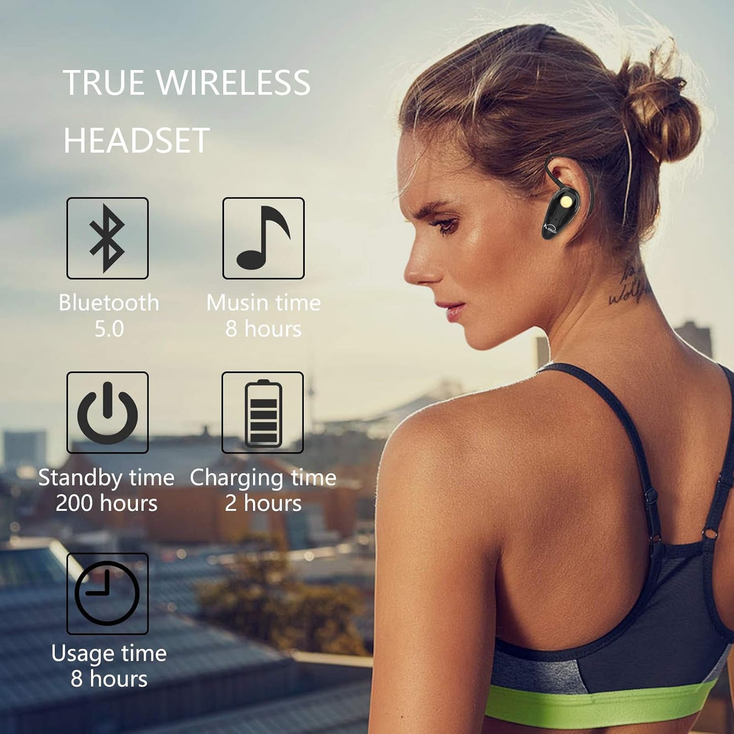 Kendir Auriculares Bluetooth V5.0 ultraligeros inalámbricos
