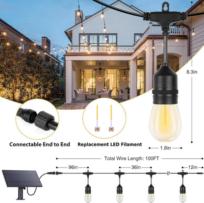 Cadena de luces solares ZJOJO con bombillas Edison para exterior — vista 2