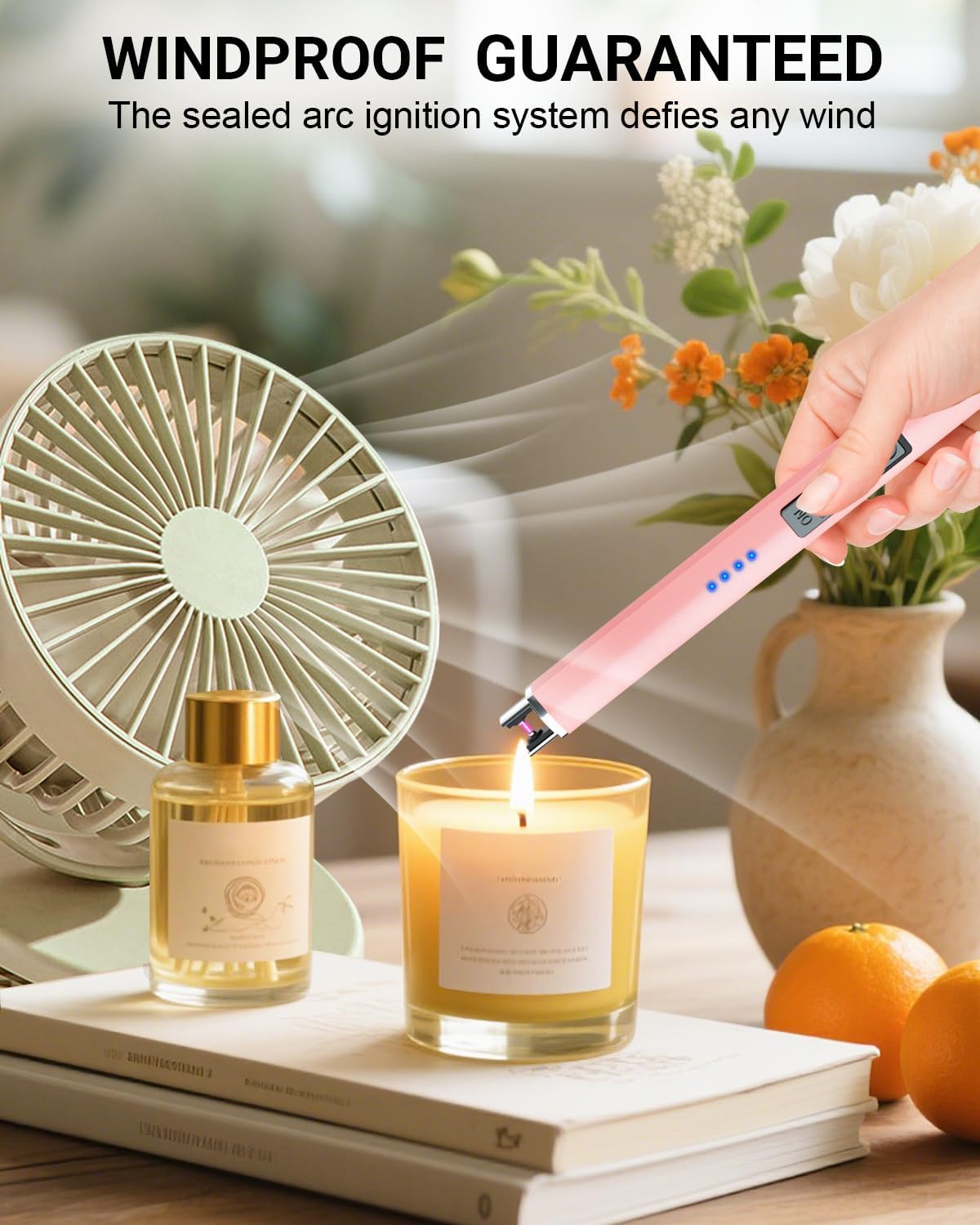 Encendedor de plasma, arco eléctrico sin llama y resistente al viento.