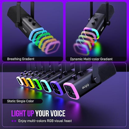 Micrófono FIFINE AM8T USB XLR RGB Con Brazo