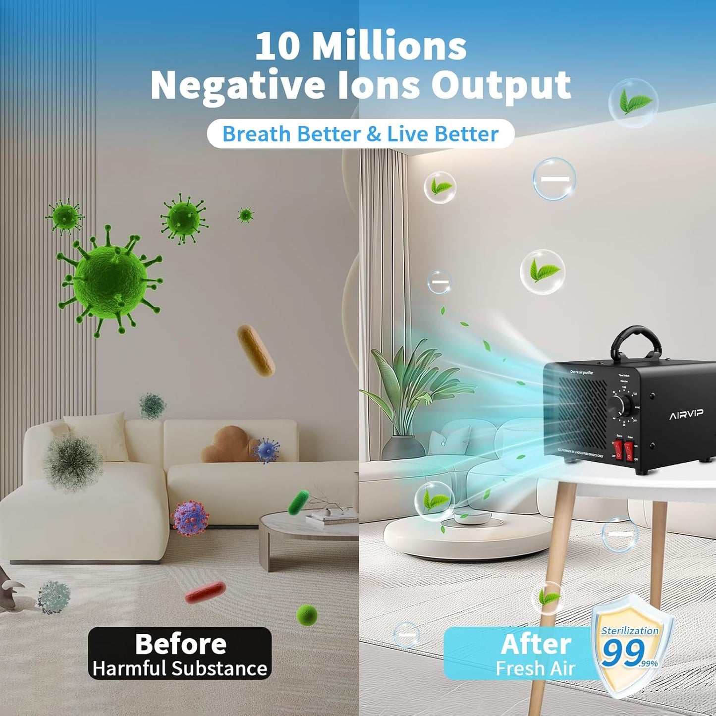 Generador de Ozono, 120,000 mg/h, vel. 3200 RPM, cerámica 4 c.