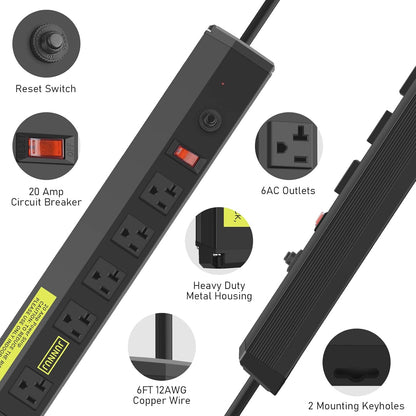 Multicontacto Industrial 20A 4800J 6 Salidas Protección