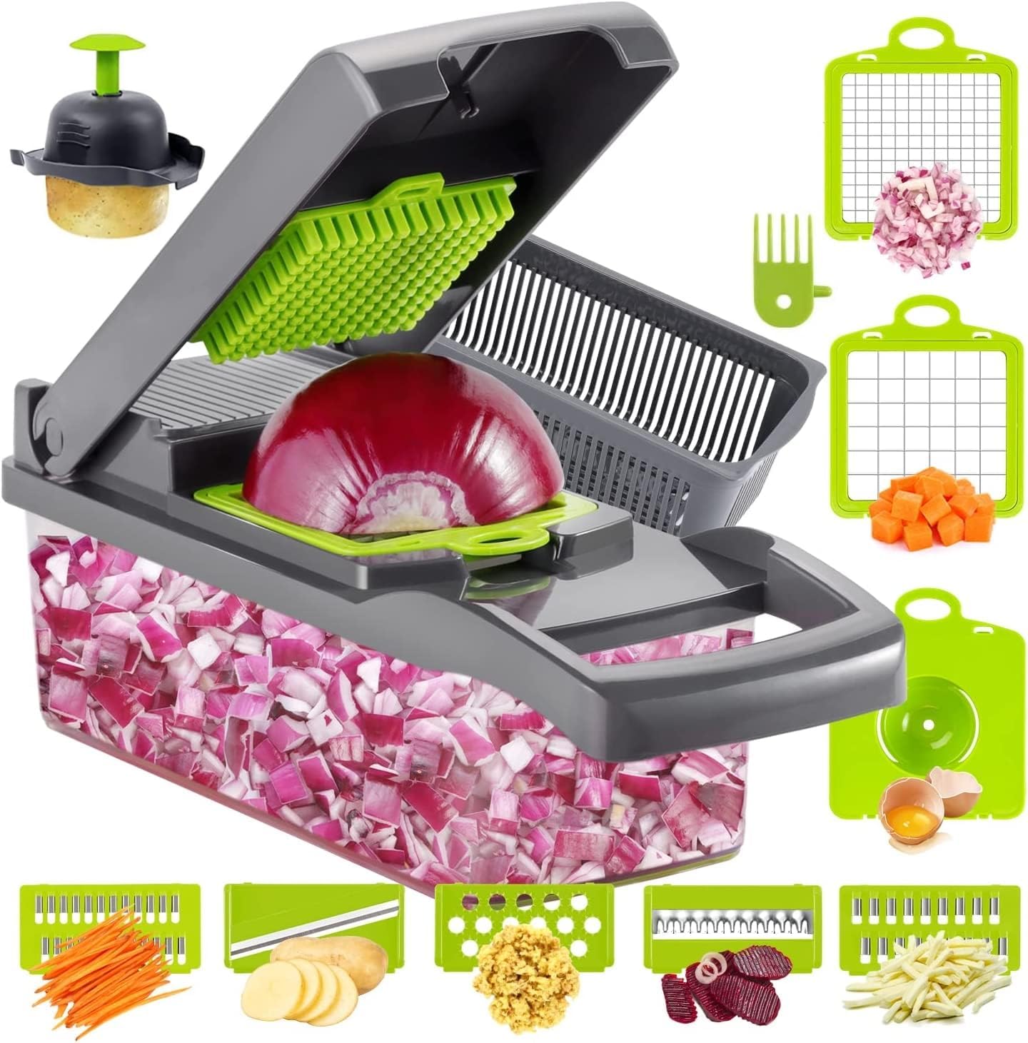 Cortador de Verduras 8 en 1, Mandolina para Cocina, 8 placas.