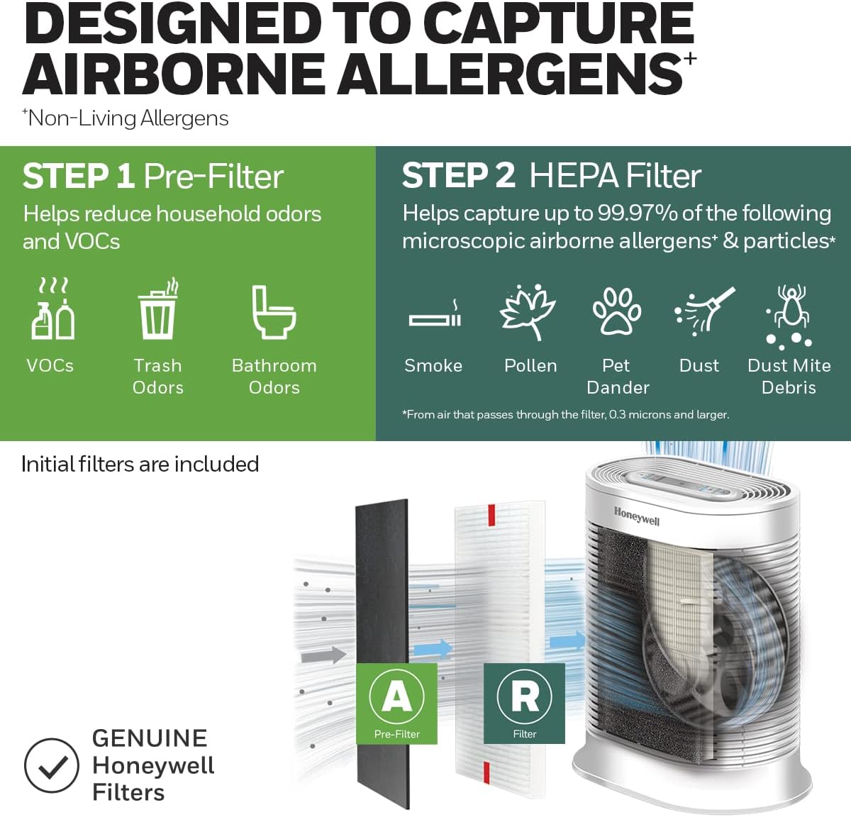 Honeywell AllergenPlus, Purificador de Aire, HEPA, Medium Room.