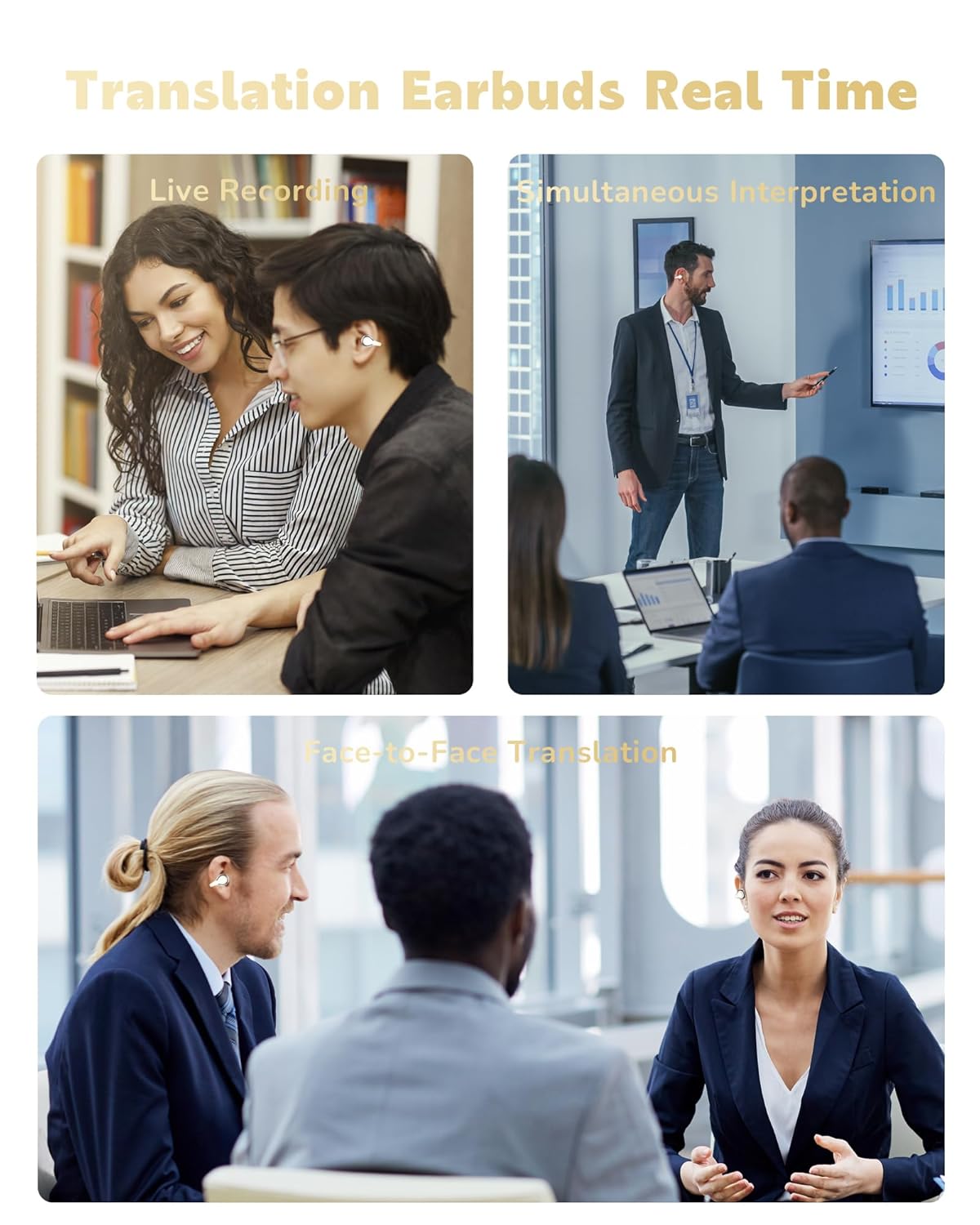 Auriculares con traducción de IA inalámbricos clip abierto