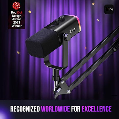 Micrófono FIFINE AM8T USB XLR RGB Con Brazo