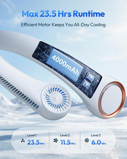 Ventilador de Cuello Recargable, Gaiatop M5, Comodo y Silencioso.