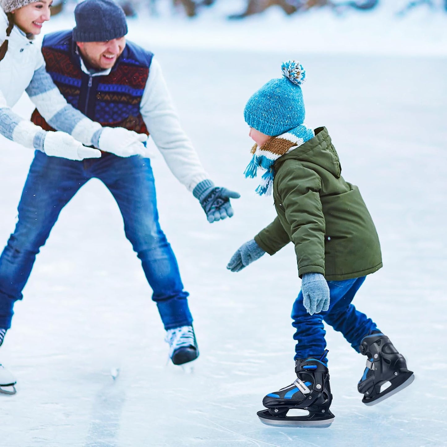 Patines de hielo ajustables, hockey sobre hielo para niños, niñas.