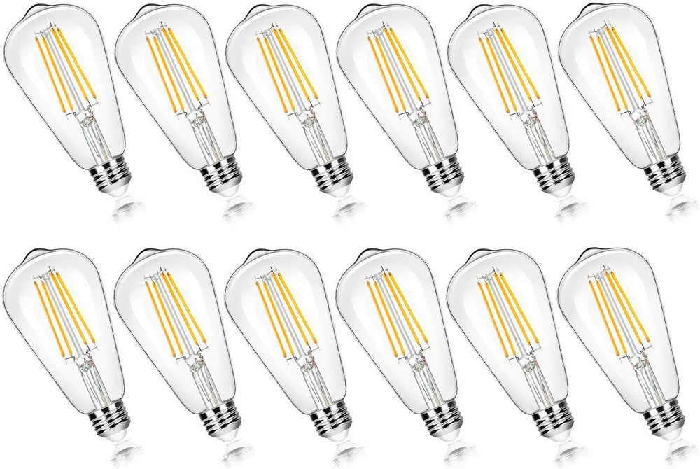 Paquete de 12 bombillas LED Edison ST58 vintage de 7W, 3000LMN.