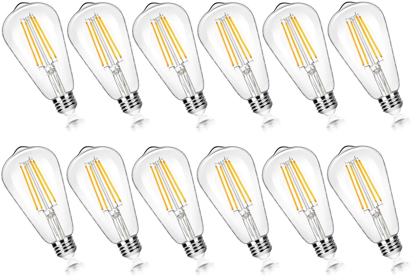 Paquete de 12 bombillas LED Edison ST58 vintage de 7W, 3000LMN.