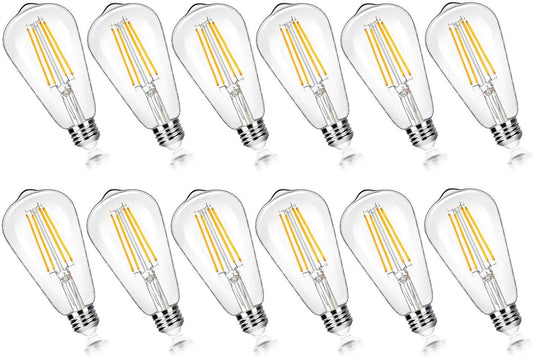 Paquete de 12 bombillas LED Edison ST58 vintage de 7W, 3000LMN.