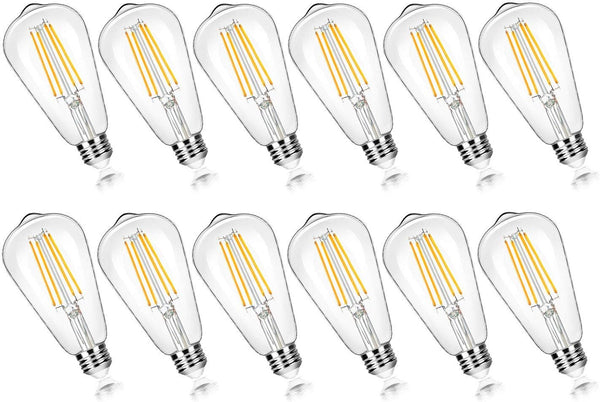 Paquete de 12 bombillas LED Edison ST58 vintage de 7W, 3000LMN.