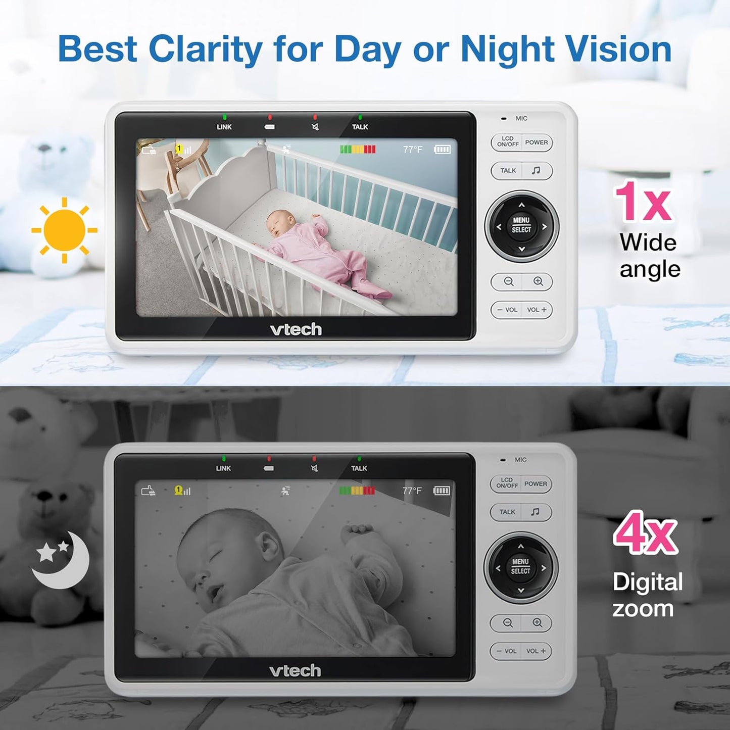 VTech Monitor inteligente mejorado para bebés VM901, 5" 1080p.