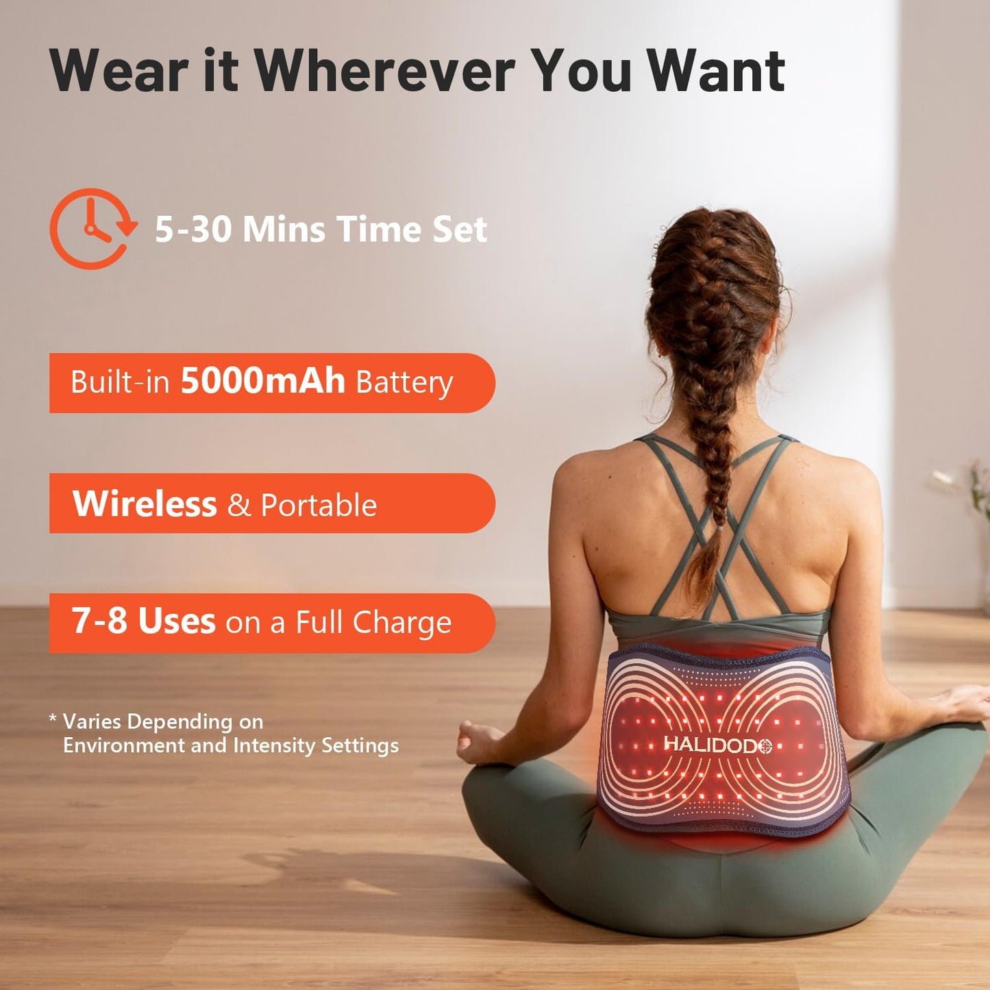 Cinturón de terapia de luz roja y masaje vibración USADO