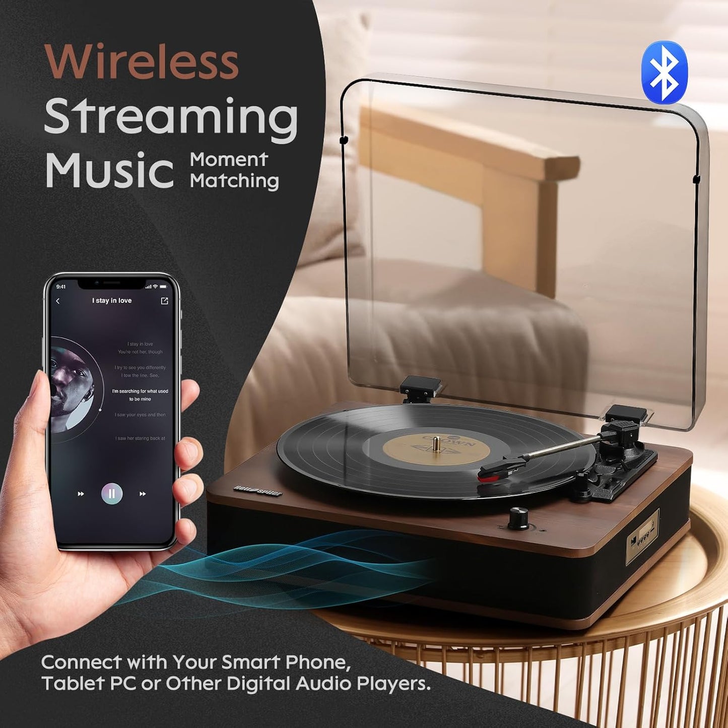 Tocadiscos Retrospiler, con Bluetooth, Radio FM, USB, SD Y MP3.