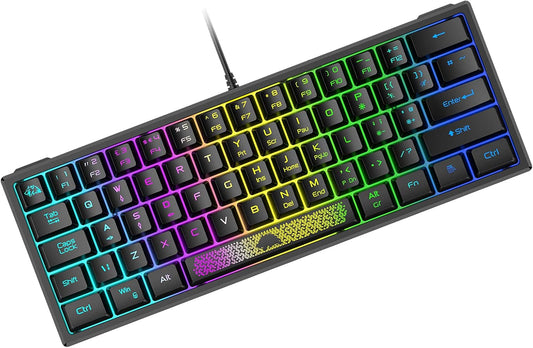 ZIYOU LANG Teclado para videojuegos K61 60% mini portátil.