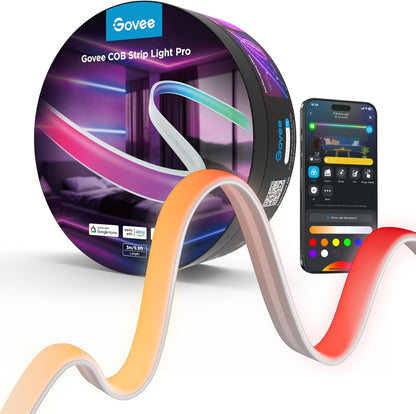Tira de luces LED Govee Pro, RGBICW con blanco cálido, control por voz Alexa.