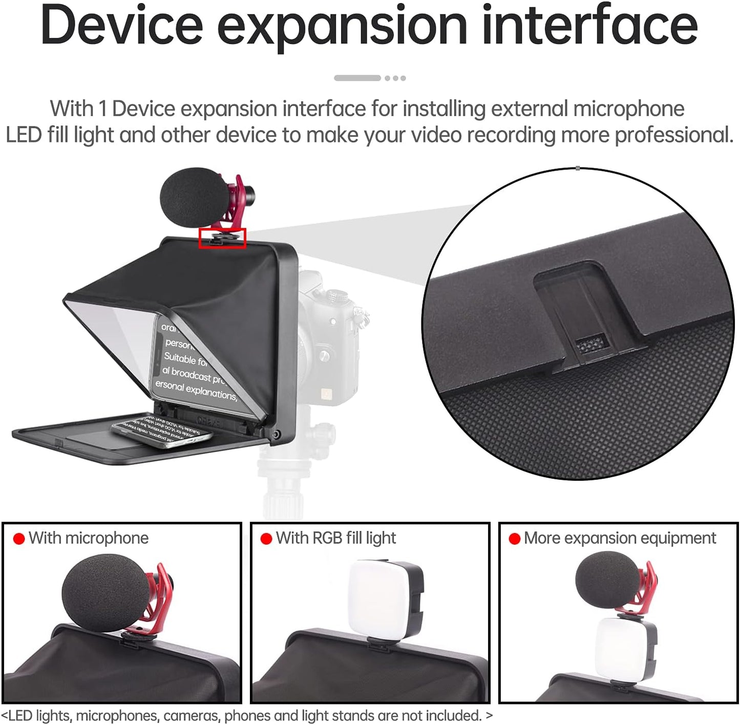 Teleprompter portátil para iPad, tablet, smartphone, cámara réflex.