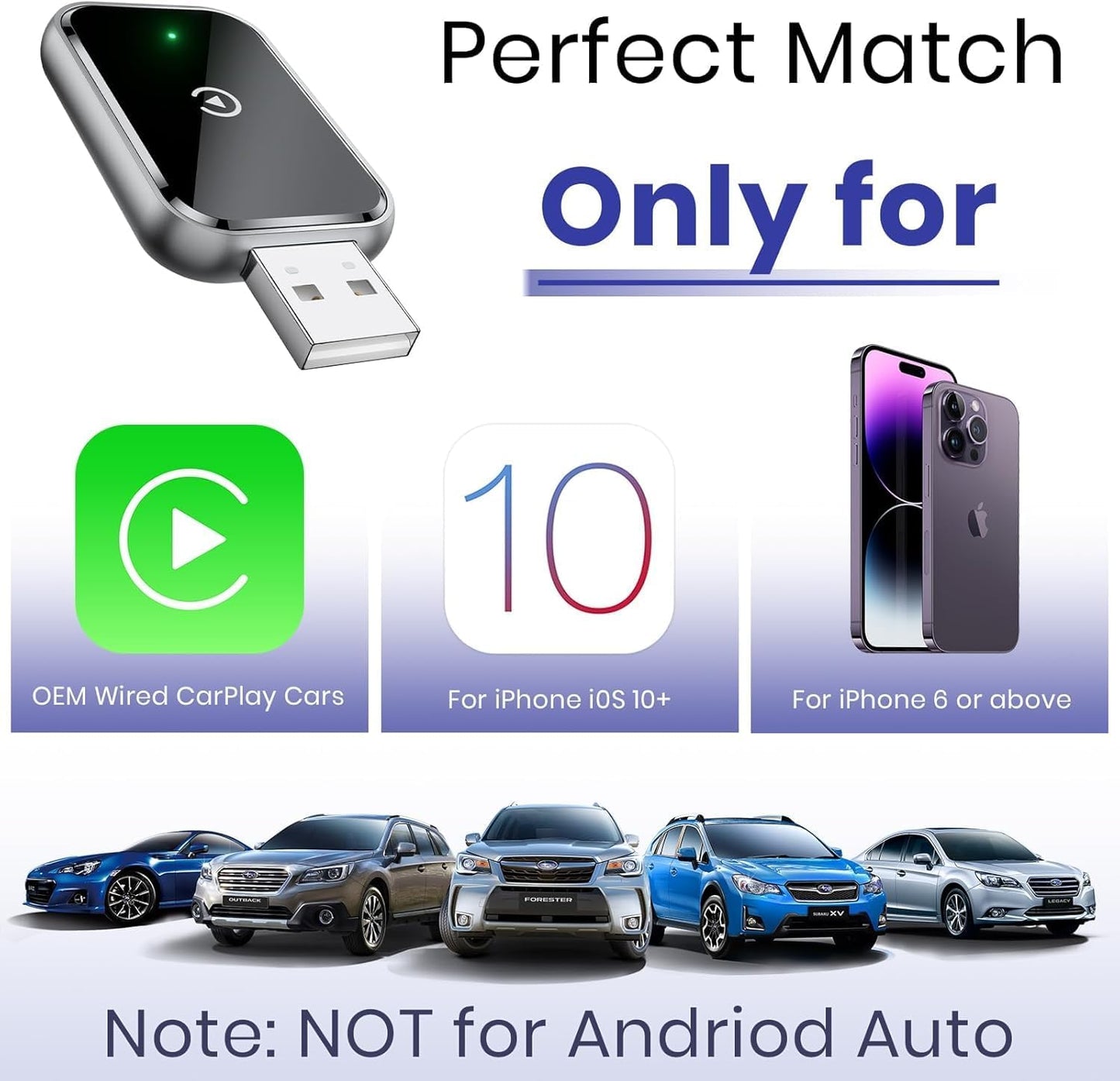 Adaptador inalámbrico CarPlay, para iPhone, Mini Size