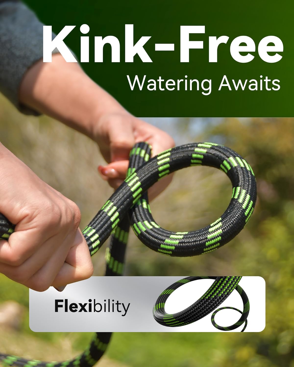 Manguera de jardín, 30mts, con boquilla de 10 modos de riego.