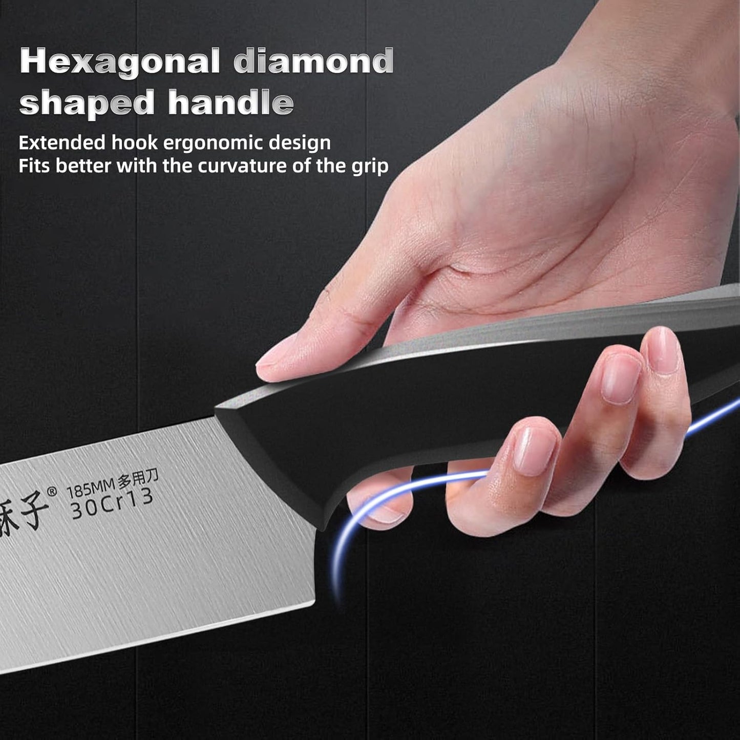 Cuchillo de cocina de acero inoxidable, Wang Mazhi, 185mm.