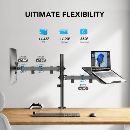 Soporte de monitor ajustable de escritorio para pantalla de 32" y laptop de 17 " HUANUO
