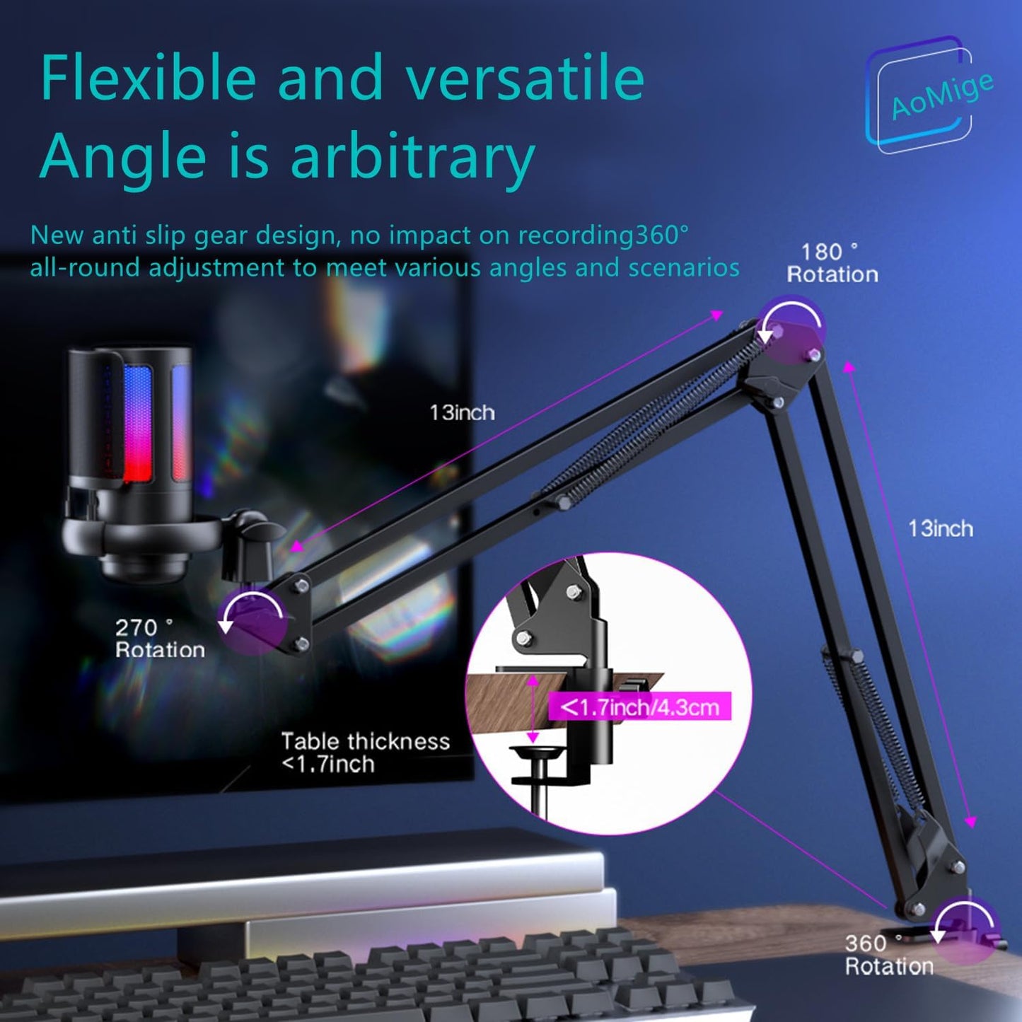Micrófono RGB para juegos para PS4/5 PC,