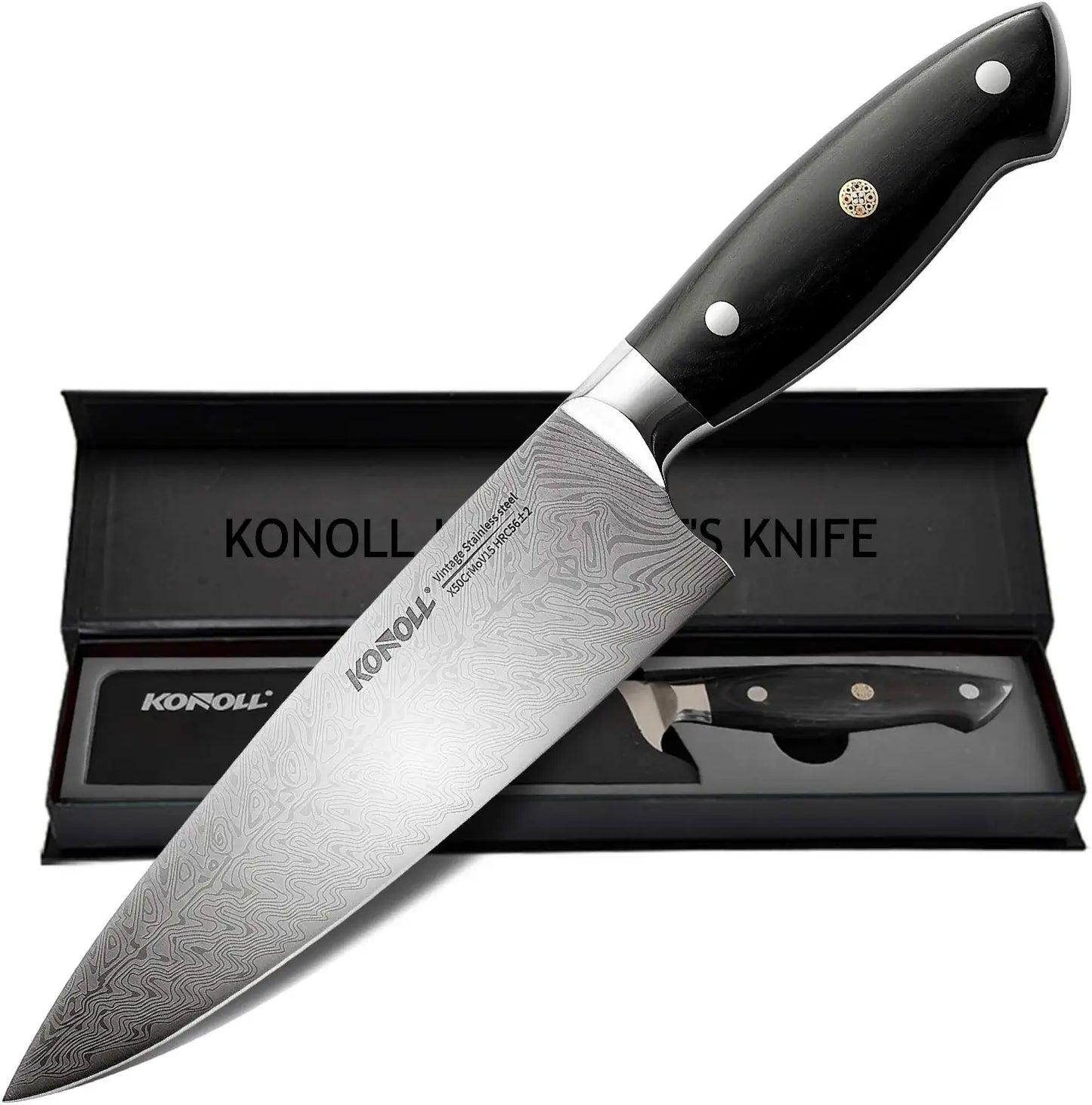 Cuchillo de chef profesional KONOLL de 8", acero aleman.