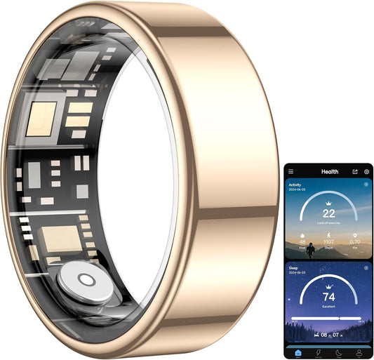 Temdan Anillo Rastreador de salud de fitness talla 9 dorado