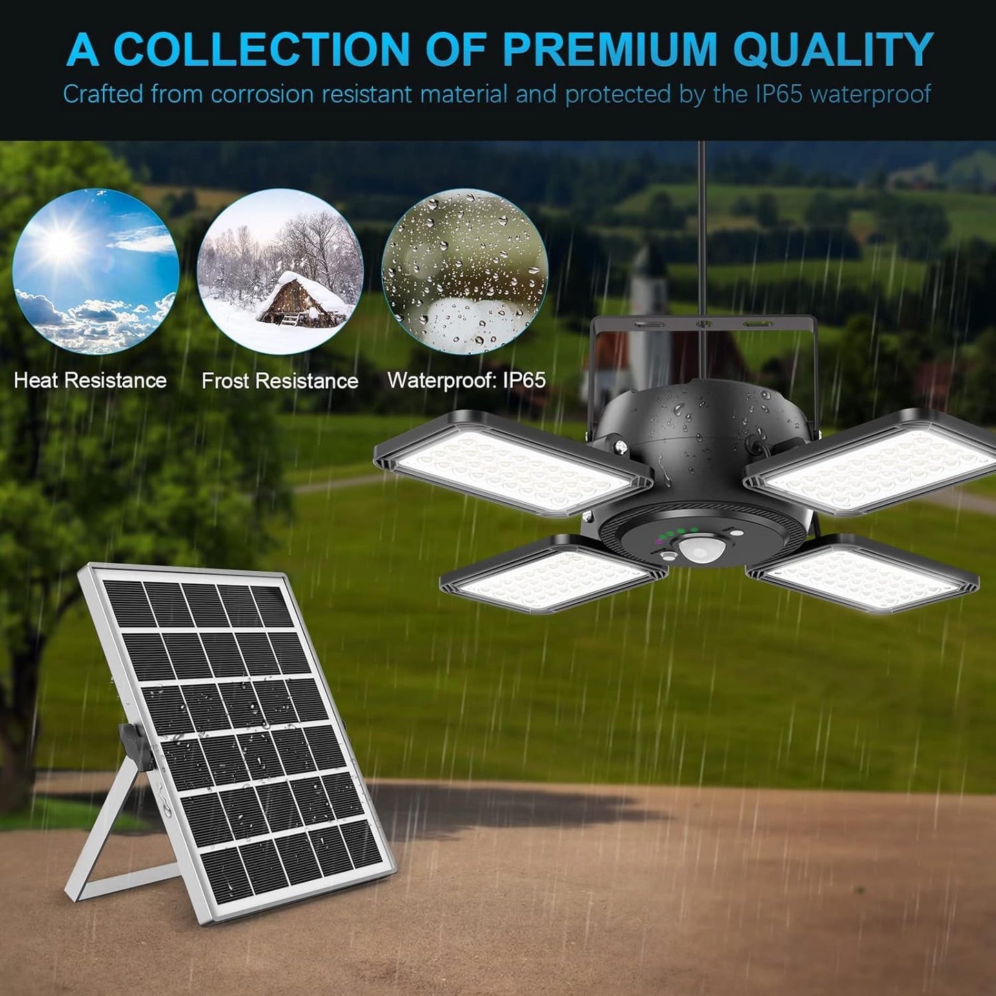 Lámpara colgante solar para interiores y exteriores, control remoto.