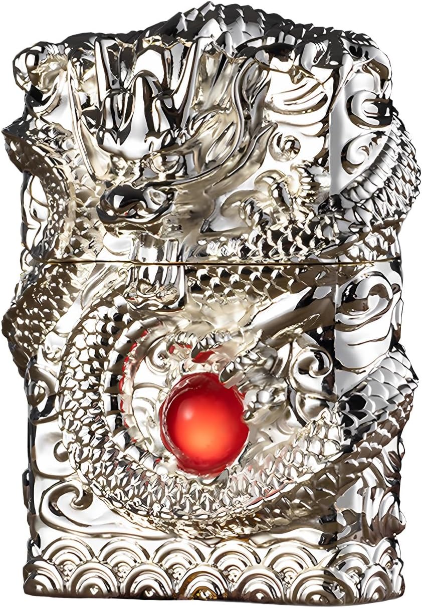 Encendedor de dragón, portátil y reutilizable, color plata.