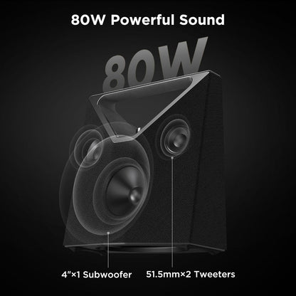 Altavoz Bluetooth portátil de 80 W, compatible con AUX/USB.