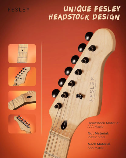Guitarra Eléctrica Fesley, Cuello De Arce, Cuerpo Solido, 39".