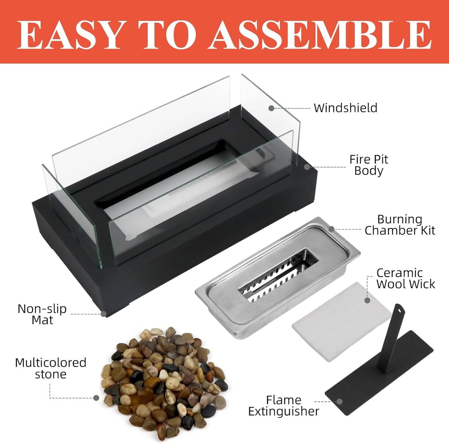 Chimenea de mesa, pequeña de acero inoxidable, Korniful.