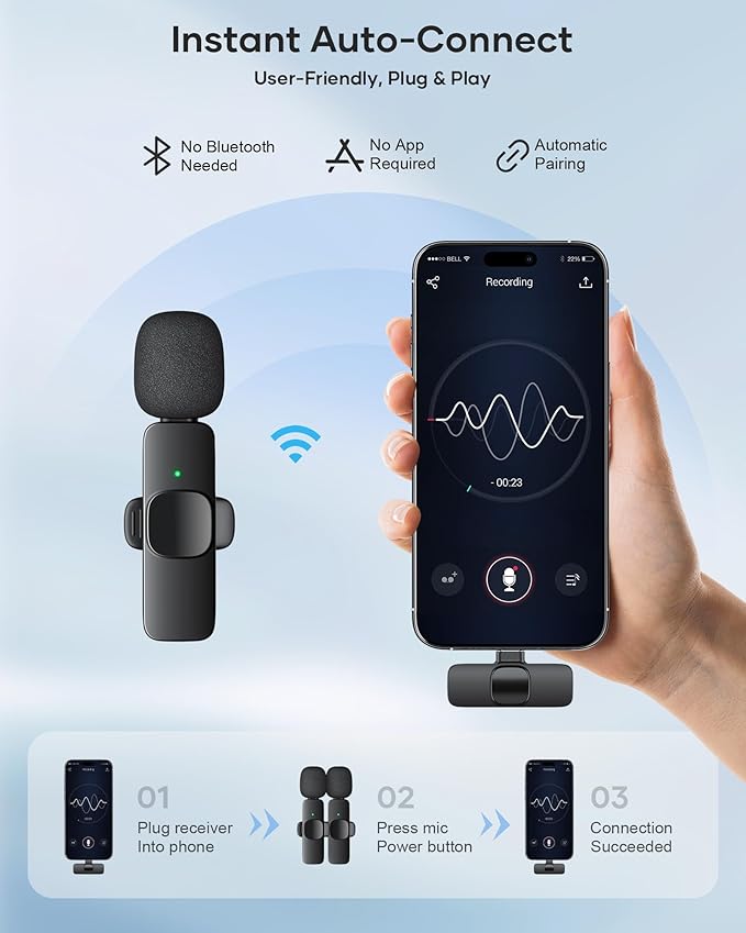 2 micrófonos de solapa inalámbricos para grabación KUKIHO