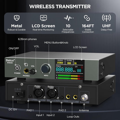Monitor In Ear Inalámbrico Bietrun UHF Profesional