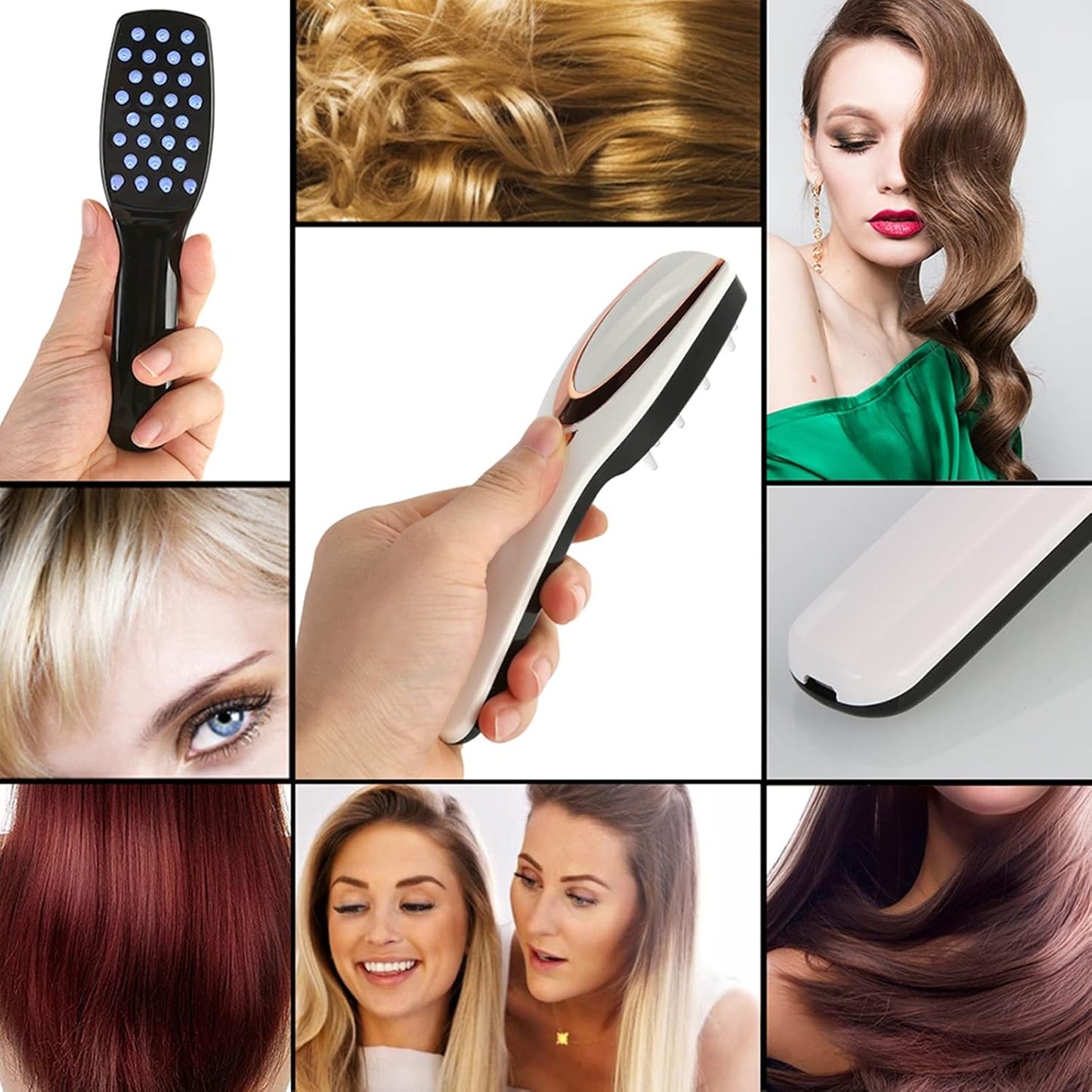 Cepillo Iónico para el cabello, Carga USB, Fototerapia Masajeador.