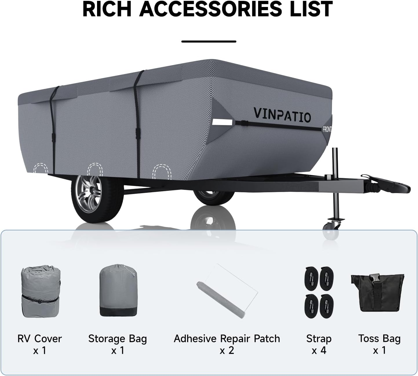 Funda plegable para caravana, impermeable, anti-UV, correas anti-viento.