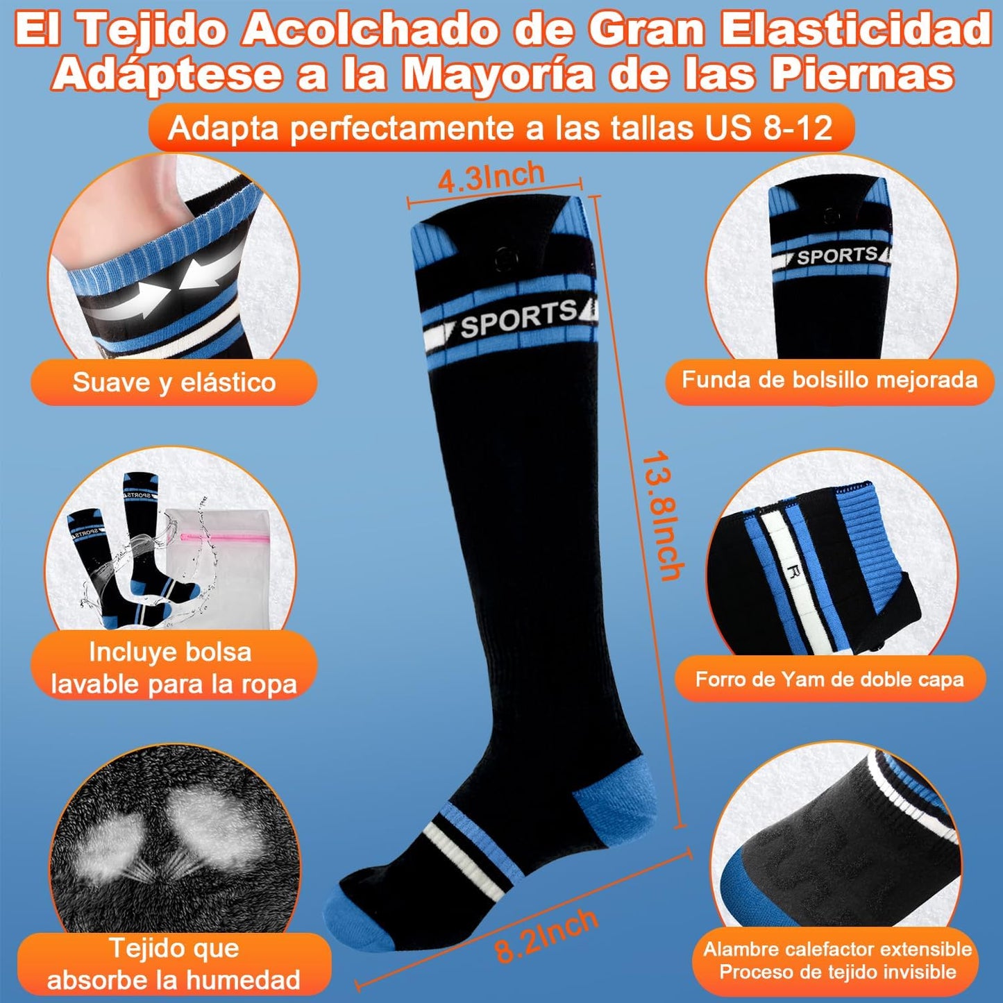 Calcetines Calefactables Termicos 6000mAh Recargable con APP Control